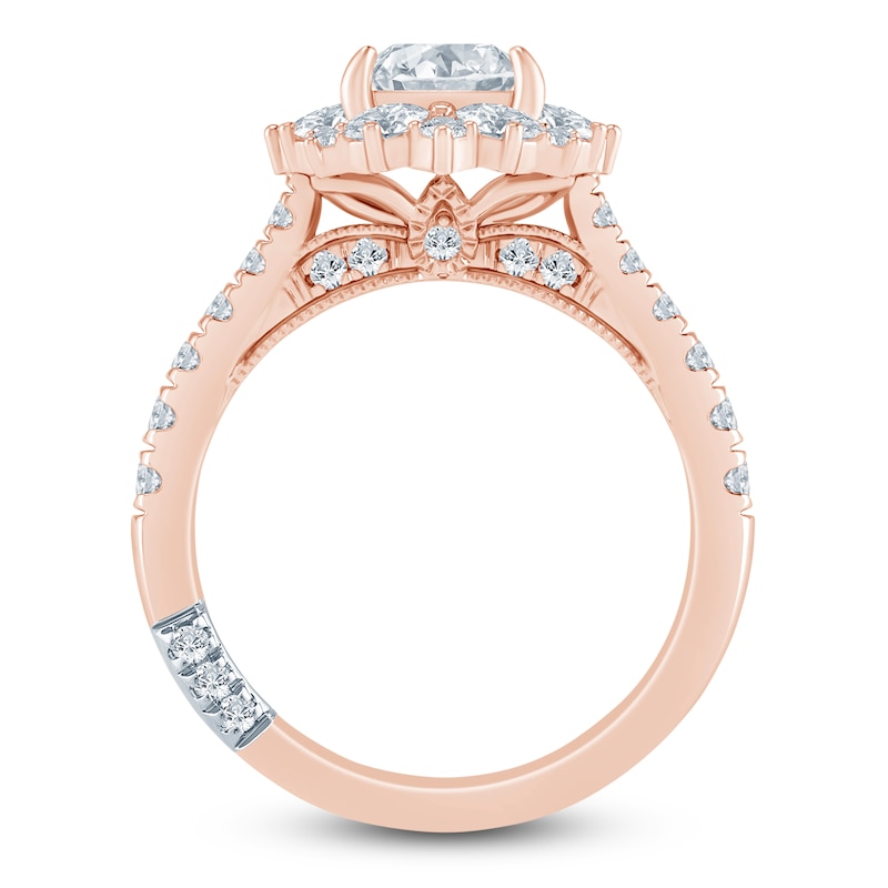 Main Image 4 of Pnina Tornai Princess-Cut Lab-Created Diamond Halo Engagement Ring 1-3/4 ct tw 14K Rose Gold