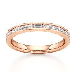 J'Lure Baguette & Round-Cut Lab-Created Diamond Wedding Band 3/8 ct tw 18K Rose Gold