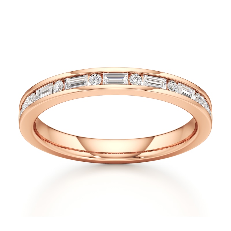 Main Image 1 of J'Lure Baguette & Round-Cut Lab-Created Diamond Wedding Band 3/8 ct tw 18K Rose Gold