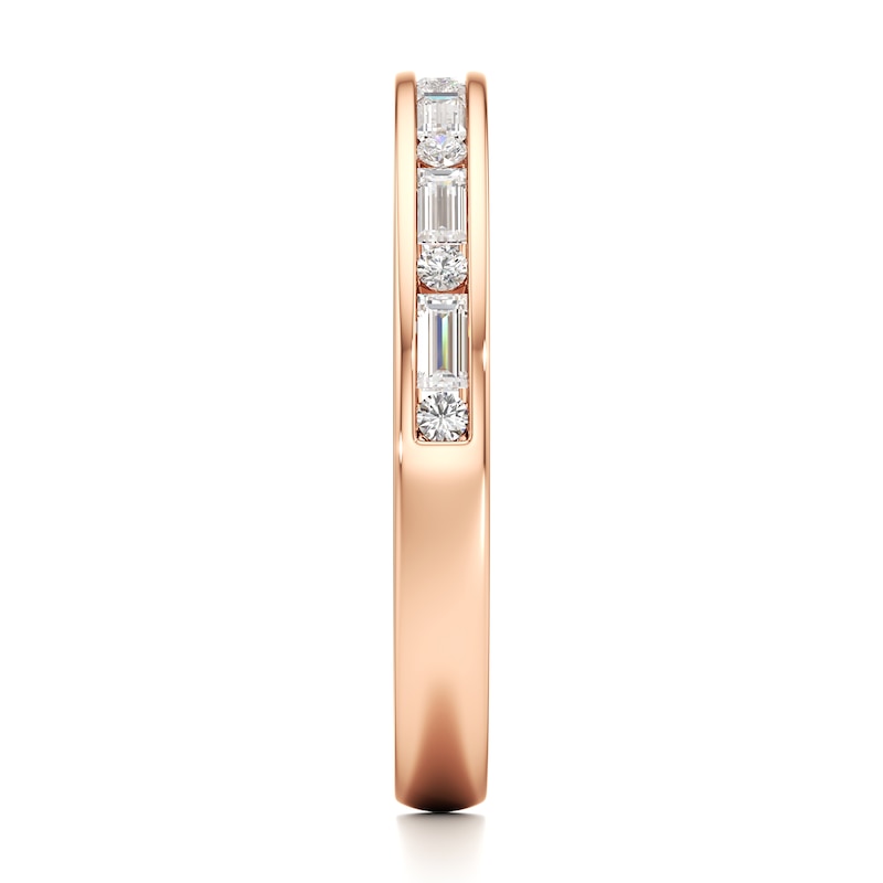 Main Image 3 of J'Lure Baguette & Round-Cut Lab-Created Diamond Wedding Band 3/8 ct tw 18K Rose Gold