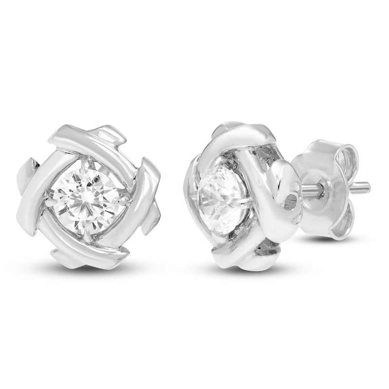 Main Image 2 of Unspoken Diamond Solitaire Stud Earrings 1/2 ct tw 14K White Gold (I1/I)