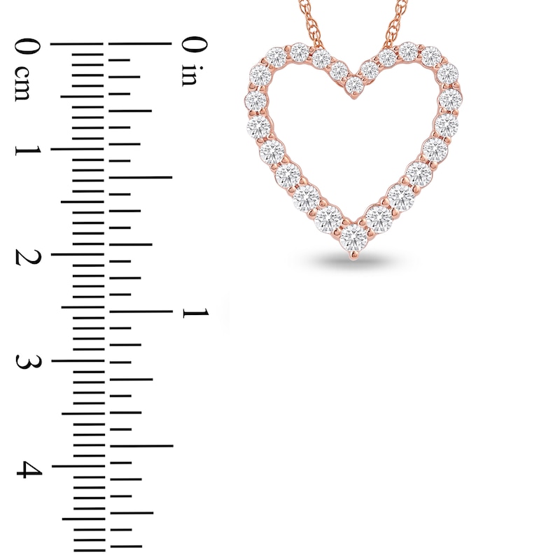 Main Image 4 of Lab-Created Diamond Graduated Open-Heart Necklace 1 ct tw 14K Rose Gold 18&quot;