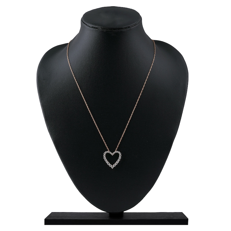 Main Image 5 of Lab-Created Diamond Graduated Open-Heart Necklace 1 ct tw 14K Rose Gold 18&quot;