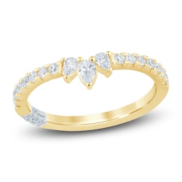 Pnina Tornai Pear-Shaped & Round-Cut Diamond Contour Anniversary Ring 3/8 ct tw 14K Yellow Gold