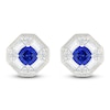 Thumbnail Image 1 of Cushion-Cut Blue Lab-Created Sapphire & White Lab-Created Sapphire Octagon Earrings Sterling Silver