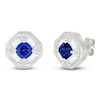 Thumbnail Image 2 of Cushion-Cut Blue Lab-Created Sapphire & White Lab-Created Sapphire Octagon Earrings Sterling Silver