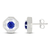 Thumbnail Image 3 of Cushion-Cut Blue Lab-Created Sapphire & White Lab-Created Sapphire Octagon Earrings Sterling Silver