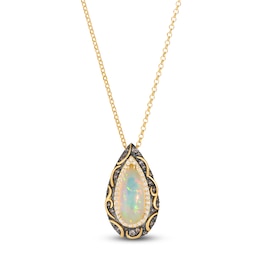 Le Vian Silhouette Elongated Pear-Shaped Natural Opal Necklace 3/8 ct tw Diamonds 14K Honey Gold 19&quot;