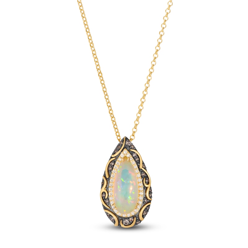 Main Image 1 of Le Vian Silhouette Elongated Pear-Shaped Natural Opal Necklace 3/8 ct tw Diamonds 14K Honey Gold 19&quot;