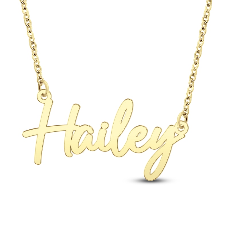 Main Image 1 of Script Nameplate Necklace 14K Yellow Gold 18&quot;