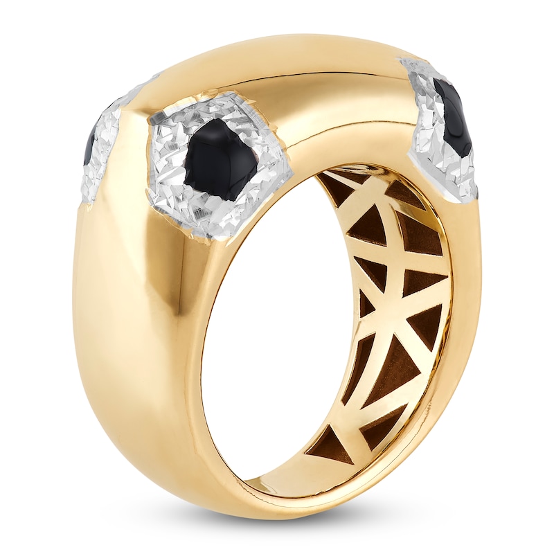 Main Image 2 of Italia D'Oro Colori Costa Black Enamel Angled Ring 14K Yellow Gold