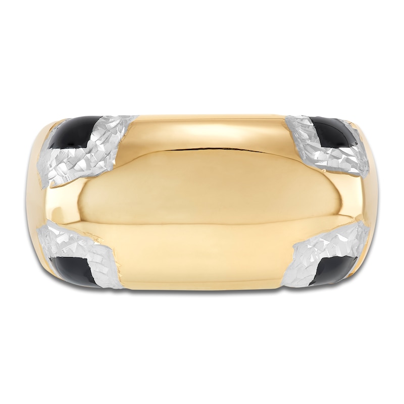 Main Image 3 of Italia D'Oro Colori Costa Black Enamel Angled Ring 14K Yellow Gold