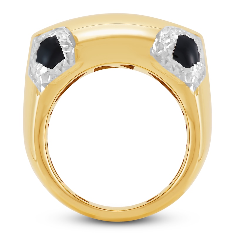 Main Image 4 of Italia D'Oro Colori Costa Black Enamel Angled Ring 14K Yellow Gold