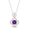 Thumbnail Image 1 of Natural Amethyst & White Lab-Created Sapphire Clover Halo Necklace Sterling Silver 18&quot;