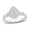 Thumbnail Image 0 of Diamond Halo Engagement Ring 3/8 ct tw Pear/Round 14K White Gold