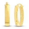 Thumbnail Image 1 of Satin/Polished Oval Hoop Earrings 14K Yellow Gold 28mm