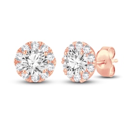 Diamond Stud Earrings 1 ct tw Round 14K Rose Gold