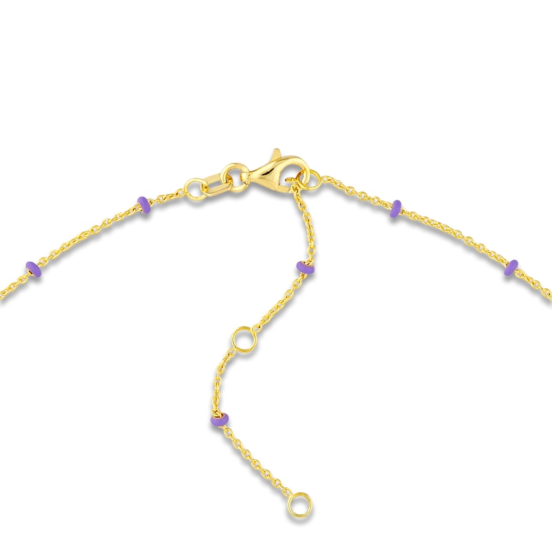 Main Image 3 of Solid Station Necklace Lilac Enamel 14K Yellow Gold 18&quot;