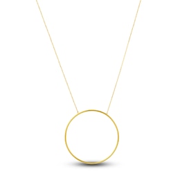 Large Circle Station Necklace 14K Yellow Gold 16&quot; Adj.