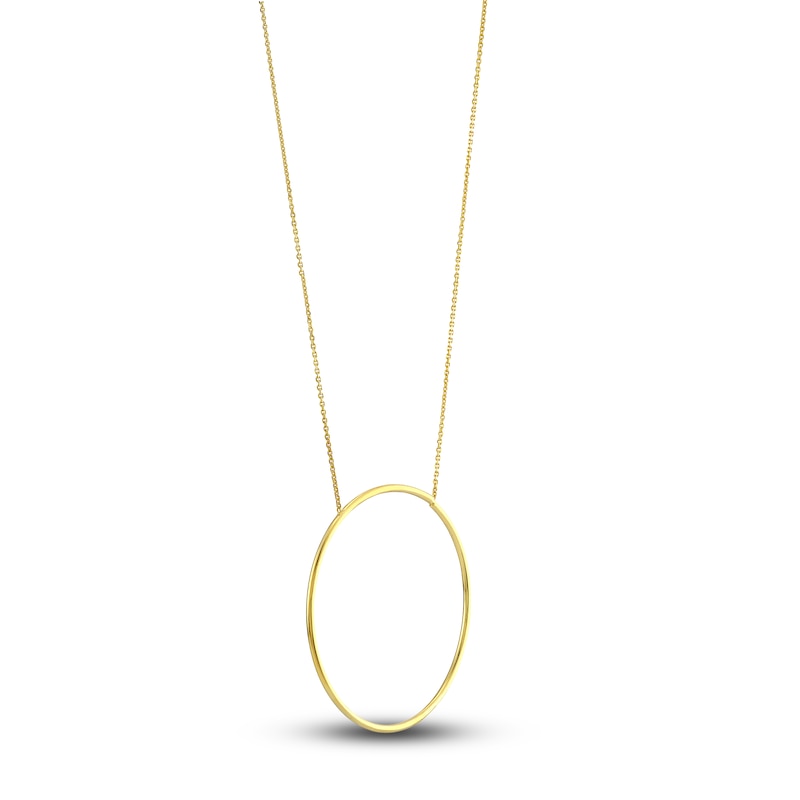 Main Image 2 of Large Circle Station Necklace 14K Yellow Gold 16&quot; Adj.