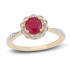 Thumbnail Image 0 of Natural Ruby Engagement Ring 1/8 ct tw Diamonds 14K Yellow Gold