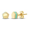 Thumbnail Image 2 of Pentagon Stud Earrings Turquoise Enamel 14K Yellow Gold