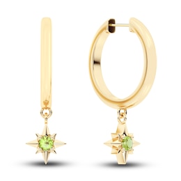 Juliette Maison Natural Peridot Starburst Drop Earrings 10K Yellow Gold