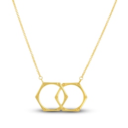 Locked Hexagons Pendant Necklace 14K Yellow Gold 18&quot;