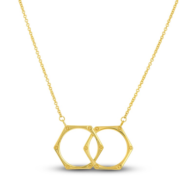 Main Image 1 of Locked Hexagons Pendant Necklace 14K Yellow Gold 18&quot;