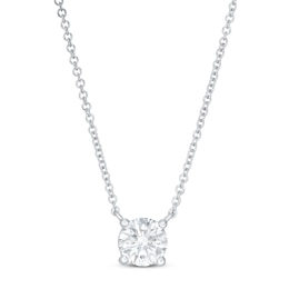 Lab-Created Diamond Solitaire Necklace 1 ct tw Round 14K White Gold 19&quot; (SI2/F)