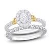 Thumbnail Image 0 of Y-Knot Diamond Bridal Set 3/4 ct tw Oval/Round 14K Two-Tone Gold