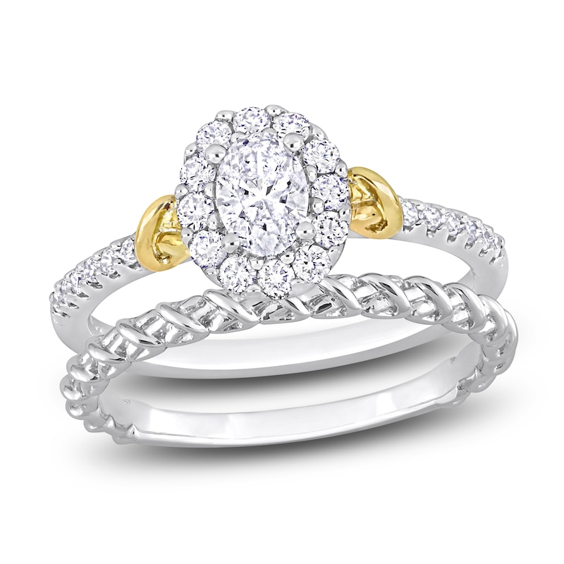 Y-Knot Diamond Bridal Set 3/4 ct tw Oval/Round 14K Two-Tone Gold