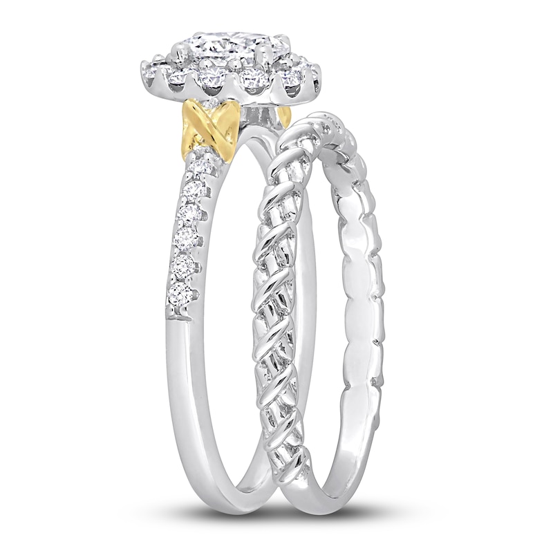 Y-Knot Diamond Bridal Set 3/4 ct tw Oval/Round 14K Two-Tone Gold