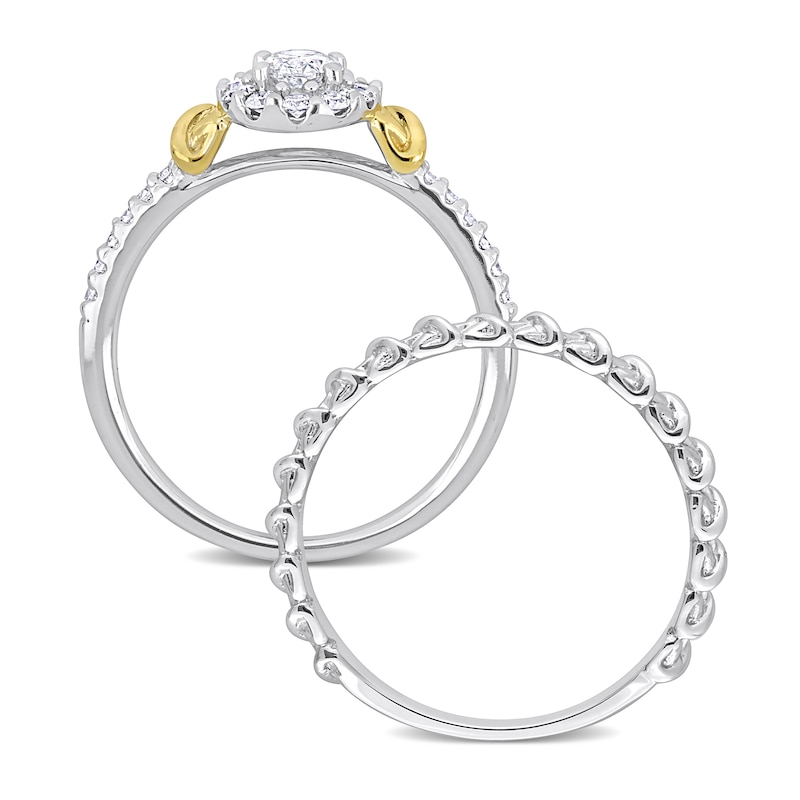 Y-Knot Diamond Bridal Set 3/4 ct tw Oval/Round 14K Two-Tone Gold