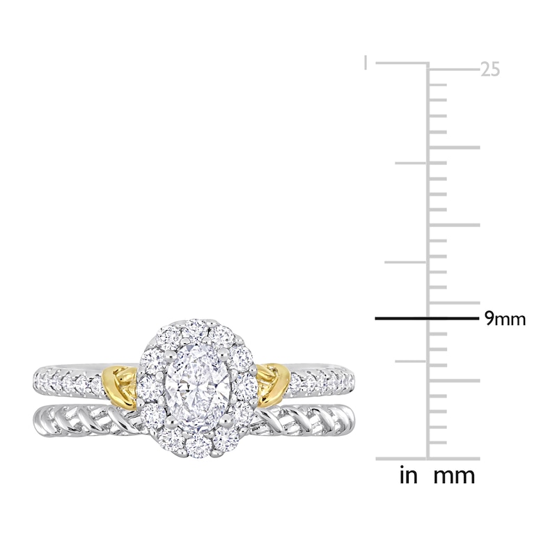 Y-Knot Diamond Bridal Set 3/4 ct tw Oval/Round 14K Two-Tone Gold