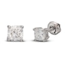 Thumbnail Image 3 of Lab-Created Diamond Solitaire Stud Earrings 1 ct tw Cushion 14K White Gold (SI2/F)