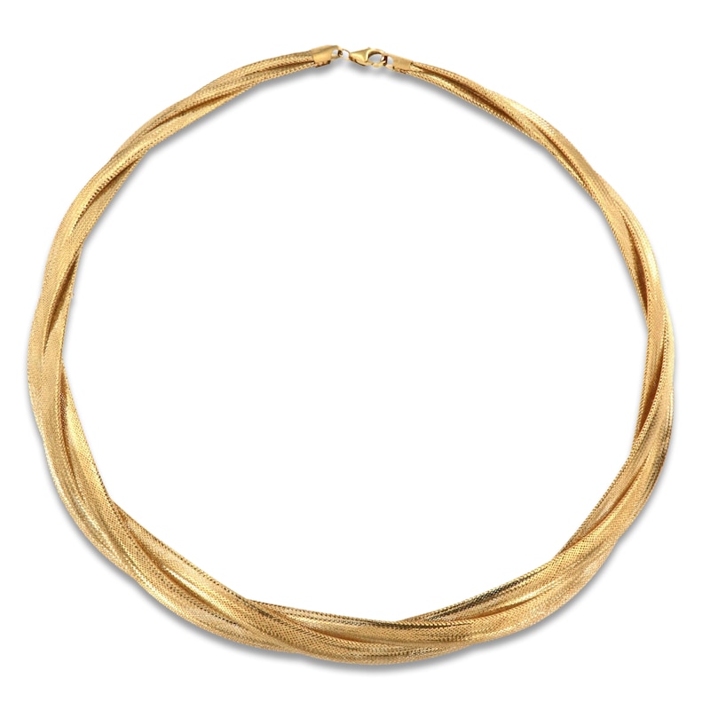 Main Image 1 of Italia D'Oro Triple Omega Chain Necklace 14K Yellow Gold 17&quot; 15.0mm