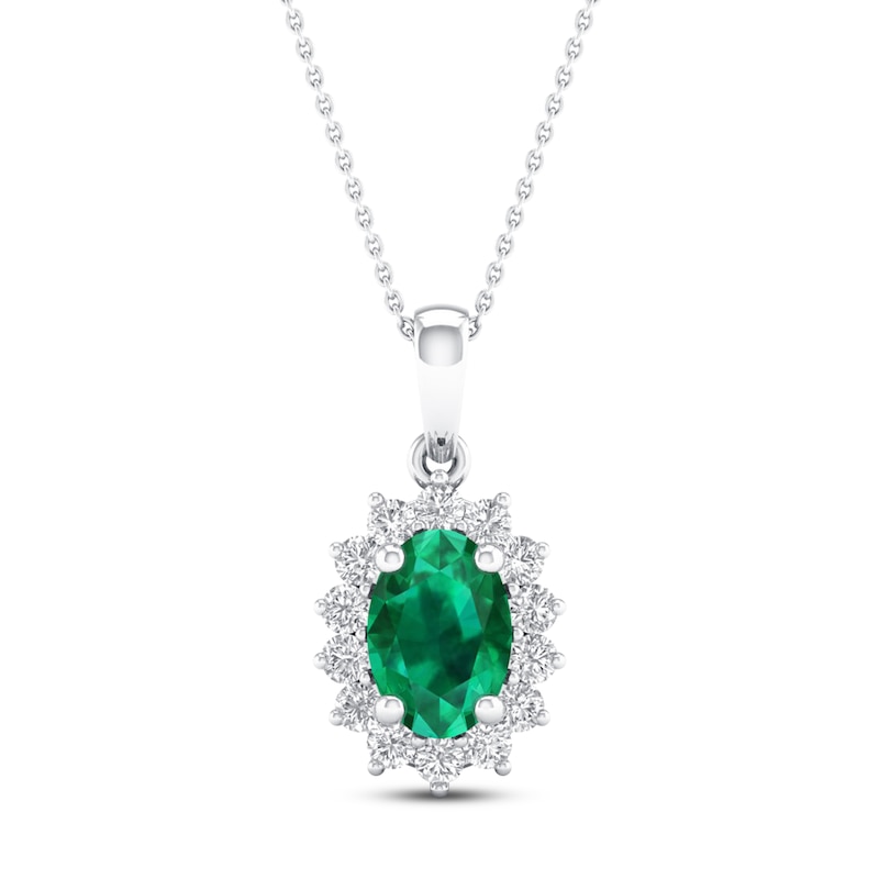 Main Image 1 of Emerald Necklace 1/5 ct tw Diamonds 14K White Gold 18&quot;