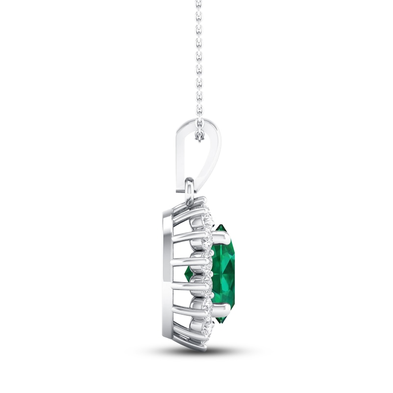 Main Image 3 of Emerald Necklace 1/5 ct tw Diamonds 14K White Gold 18&quot;