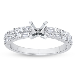 Diamond Engagement Ring Setting 1/2 ct tw Round/Baguette 18K White Gold