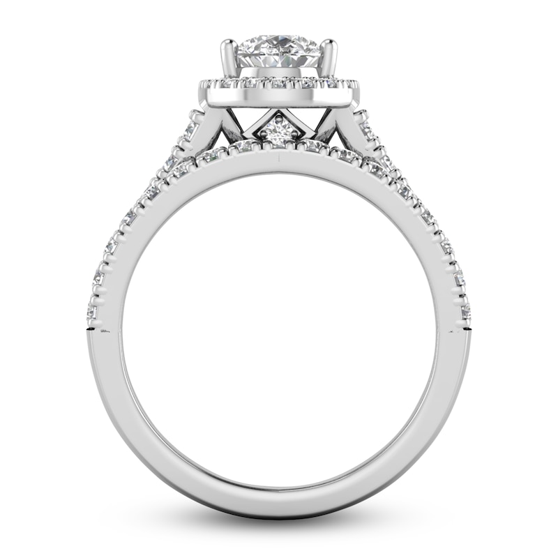 Main Image 2 of Diamond Halo Bridal Set 2 ct tw Pear/Round 14K White Gold