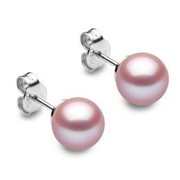 Yoko London Pink Freshwater Cultured Pearl Stud Earrings 18K White Gold