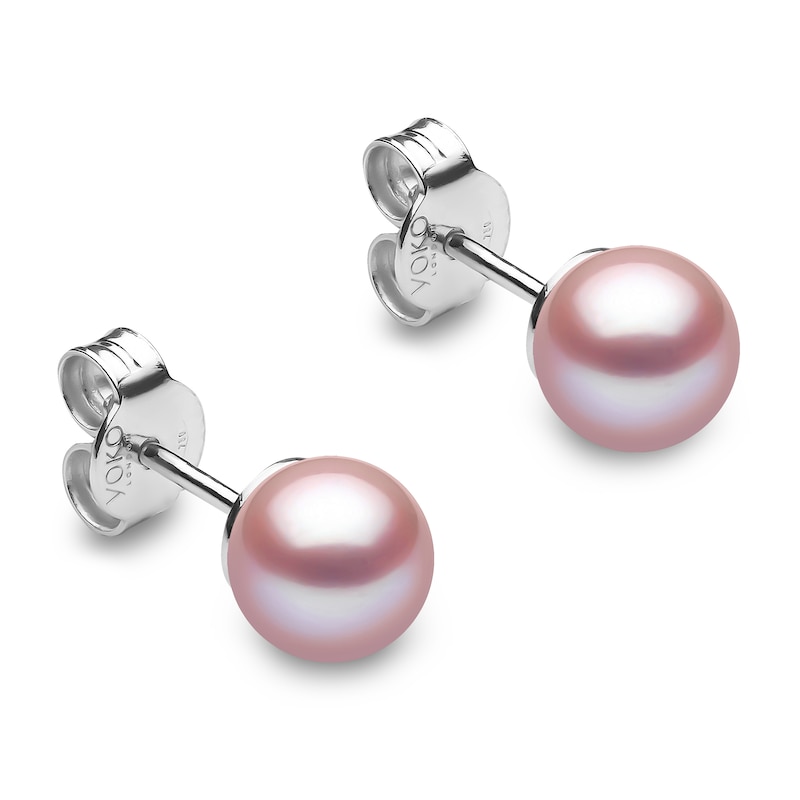 Yoko London Pink Freshwater Cultured Pearl Stud Earrings 18K White Gold