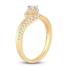 Thumbnail Image 2 of Diamond Halo Bypass Ring 3/8 ct tw Oval/Round 14K Yellow Gold