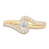 Thumbnail Image 3 of Diamond Halo Bypass Ring 3/8 ct tw Oval/Round 14K Yellow Gold