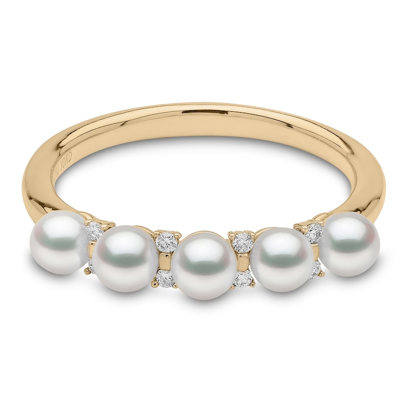 Main Image 1 of Yoko London Akoya Cultured Pearl Ring 1/20 ct tw Diamonds 18K Yellow Gold