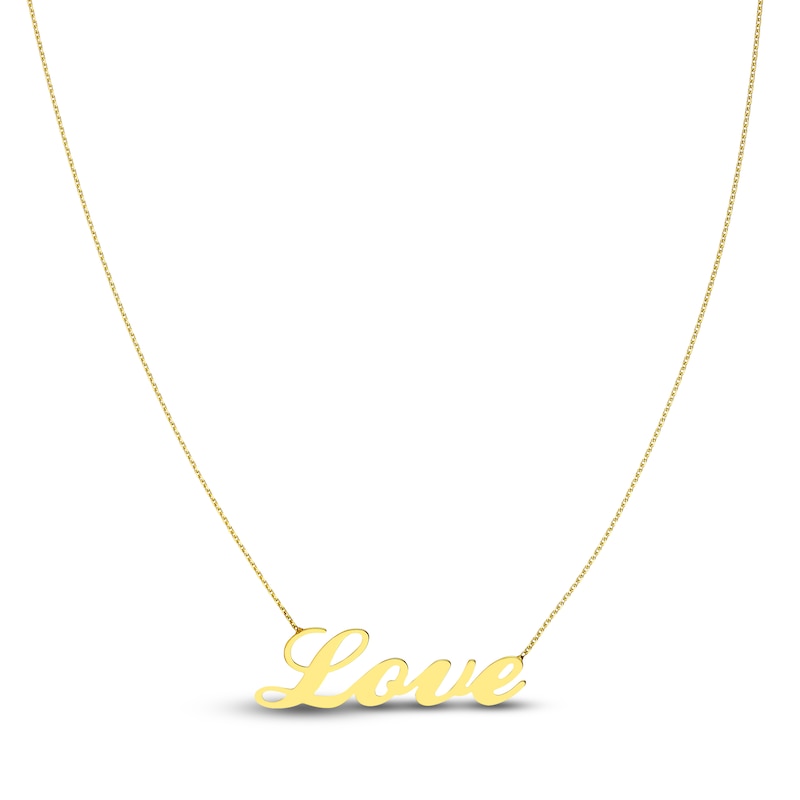 Love, Mirror & Heart Chain Necklace Set 14K Yellow Gold