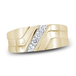 Men's Diamond Wedding Band 1/4 ct tw Round 14K Yellow Gold