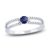 Thumbnail Image 1 of Natural Blue Sapphire Ring 1/10 ct tw Diamonds 14K White Gold