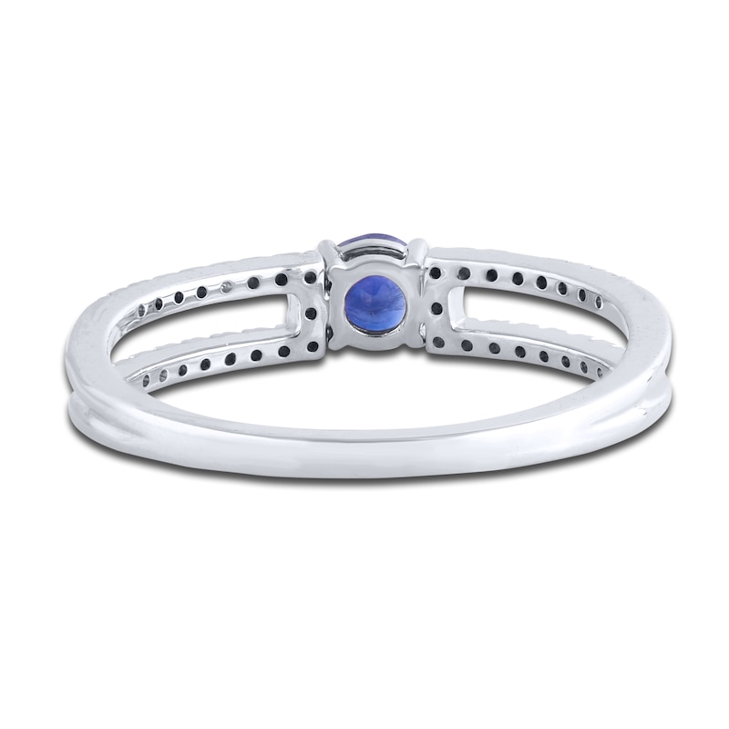 Main Image 3 of Natural Blue Sapphire Ring 1/10 ct tw Diamonds 14K White Gold